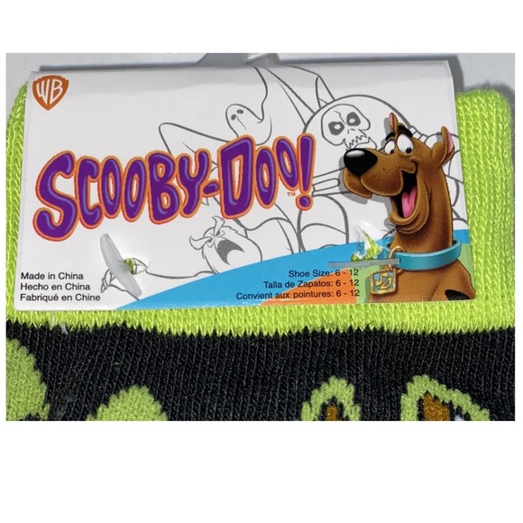 Scooby Doo Crew Socks 1 Pair Men's 6-12 Black Green w Scoob & Eyes Where Are You - Picture 2 of 10